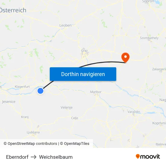 Eberndorf to Weichselbaum map