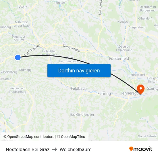 Nestelbach Bei Graz to Weichselbaum map