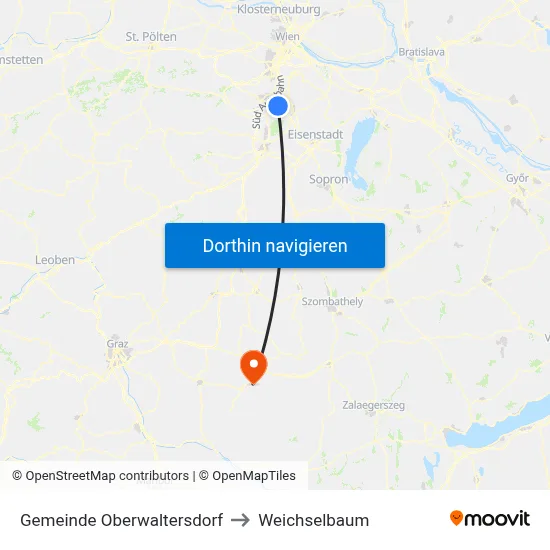 Gemeinde Oberwaltersdorf to Weichselbaum map