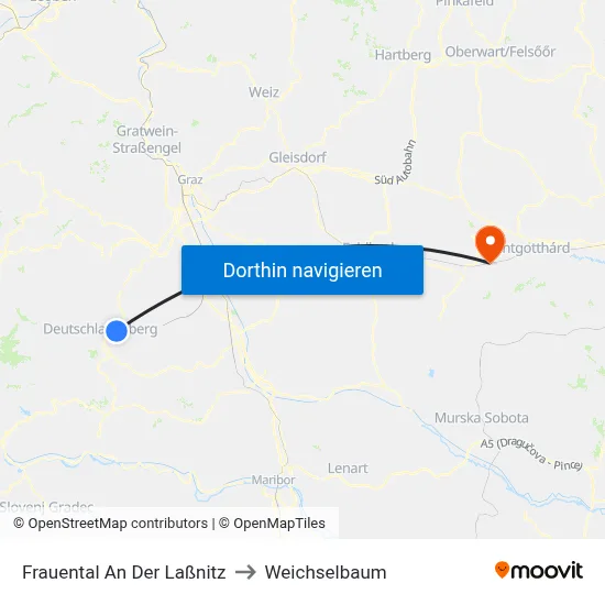 Frauental An Der Laßnitz to Weichselbaum map