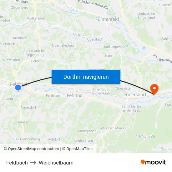 Feldbach to Weichselbaum map