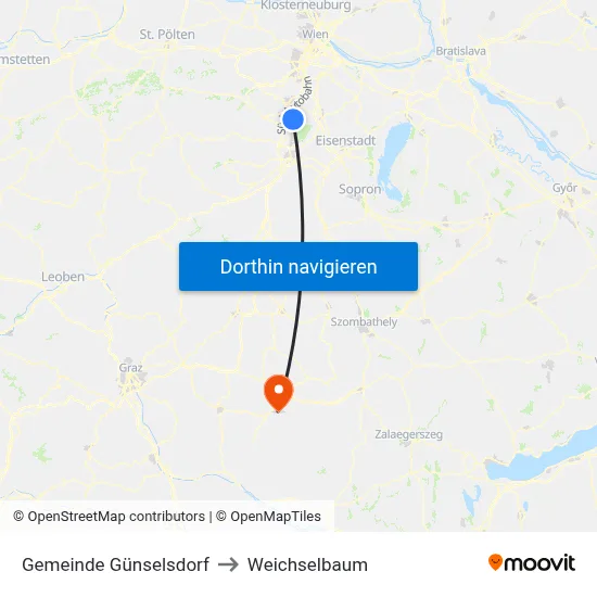 Gemeinde Günselsdorf to Weichselbaum map