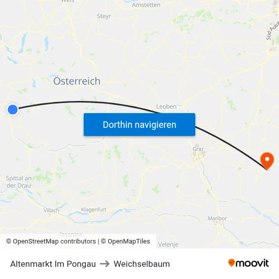 Altenmarkt Im Pongau to Weichselbaum map