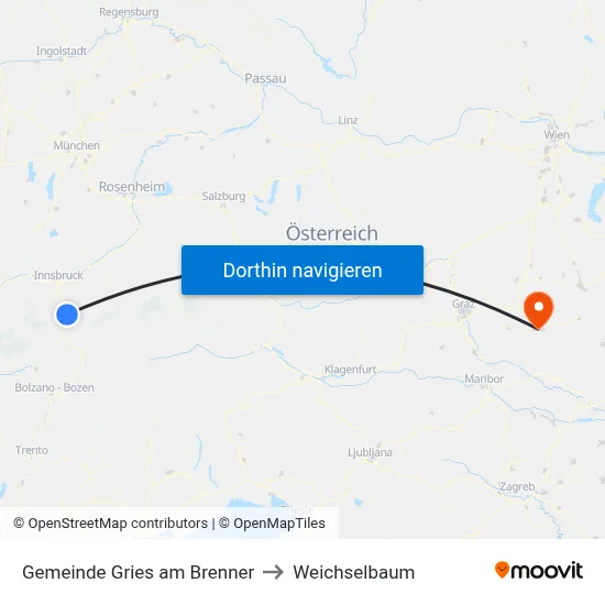 Gemeinde Gries am Brenner to Weichselbaum map