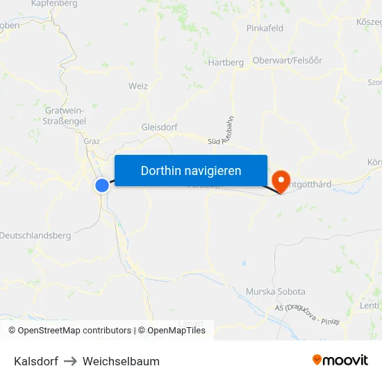Kalsdorf to Weichselbaum map