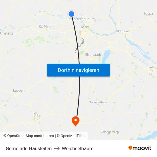 Gemeinde Hausleiten to Weichselbaum map