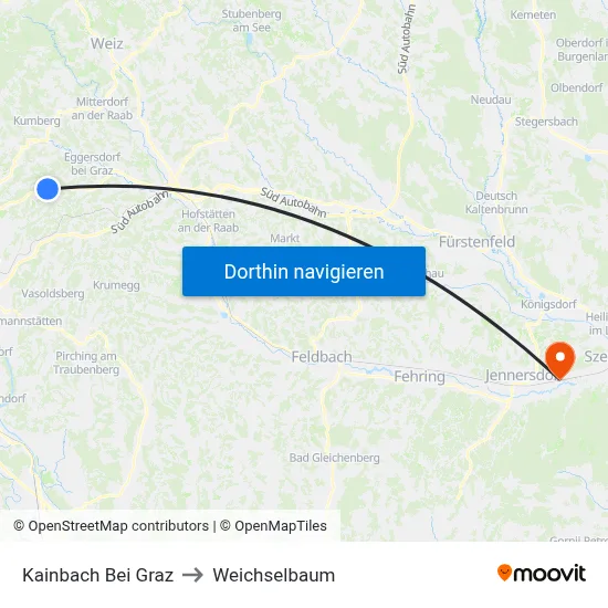 Kainbach Bei Graz to Weichselbaum map