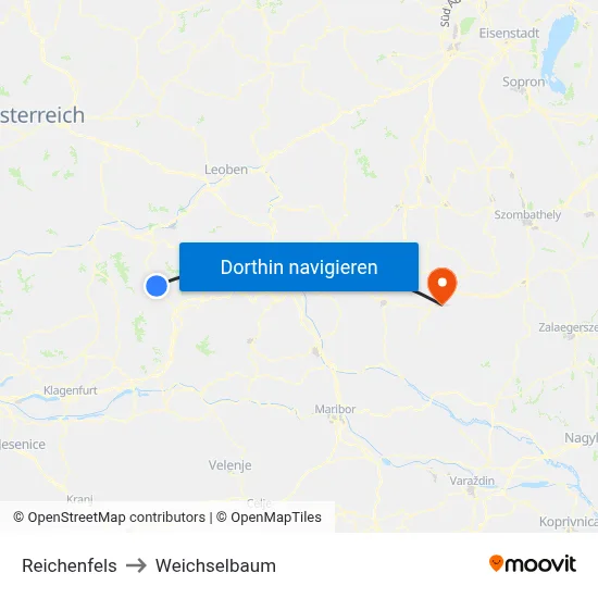 Reichenfels to Weichselbaum map