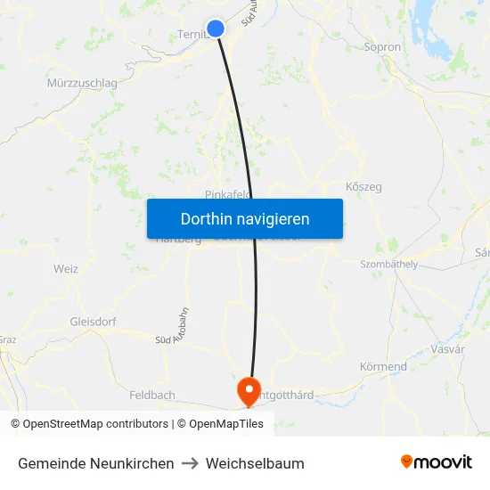 Gemeinde Neunkirchen to Weichselbaum map