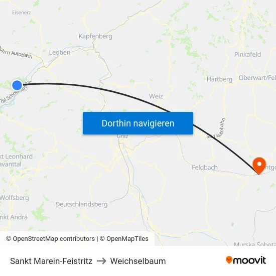 Sankt Marein-Feistritz to Weichselbaum map