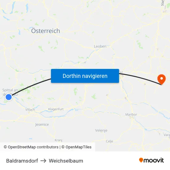 Baldramsdorf to Weichselbaum map