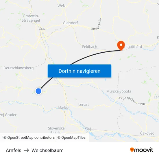 Arnfels to Weichselbaum map