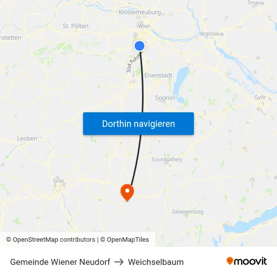 Gemeinde Wiener Neudorf to Weichselbaum map