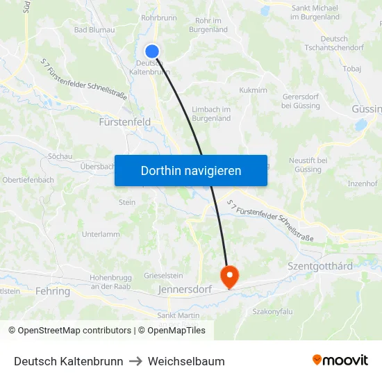 Deutsch Kaltenbrunn to Weichselbaum map