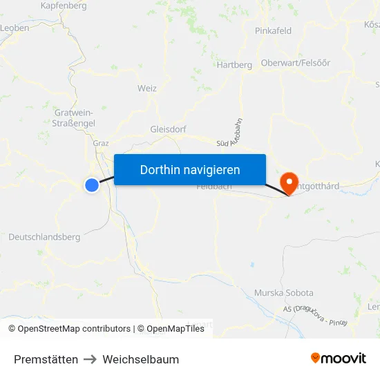 Premstätten to Weichselbaum map