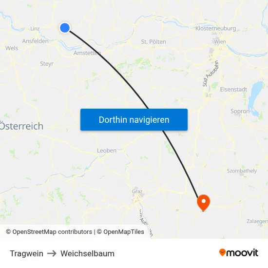 Tragwein to Weichselbaum map