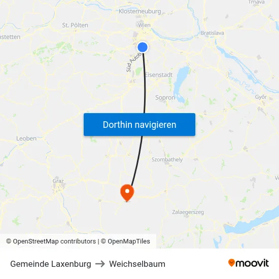 Gemeinde Laxenburg to Weichselbaum map