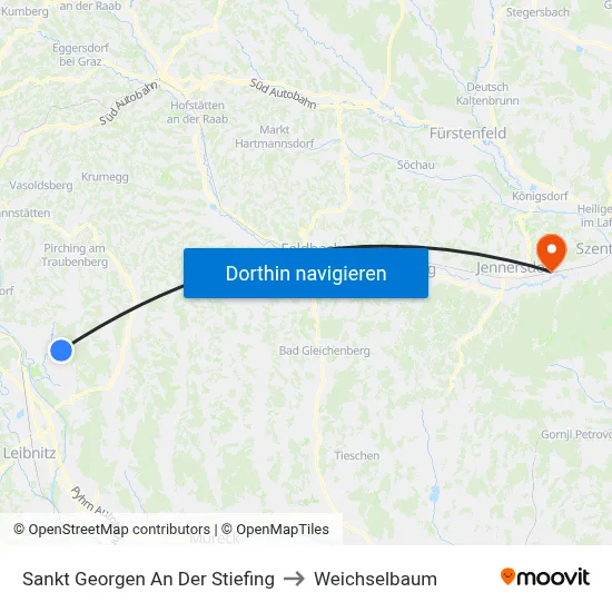 Sankt Georgen An Der Stiefing to Weichselbaum map