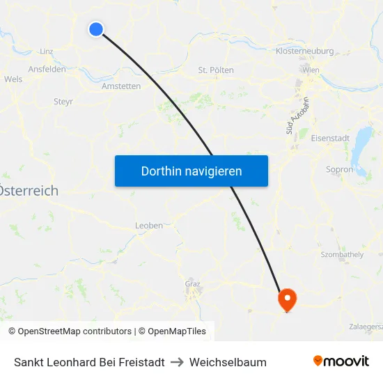 Sankt Leonhard Bei Freistadt to Weichselbaum map