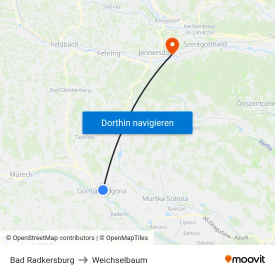 Bad Radkersburg to Weichselbaum map