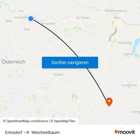 Ennsdorf to Weichselbaum map