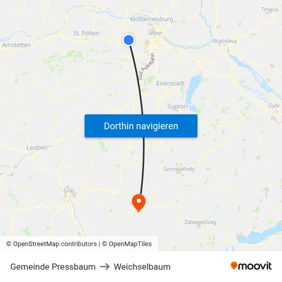 Gemeinde Pressbaum to Weichselbaum map