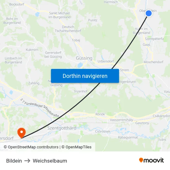 Bildein to Weichselbaum map
