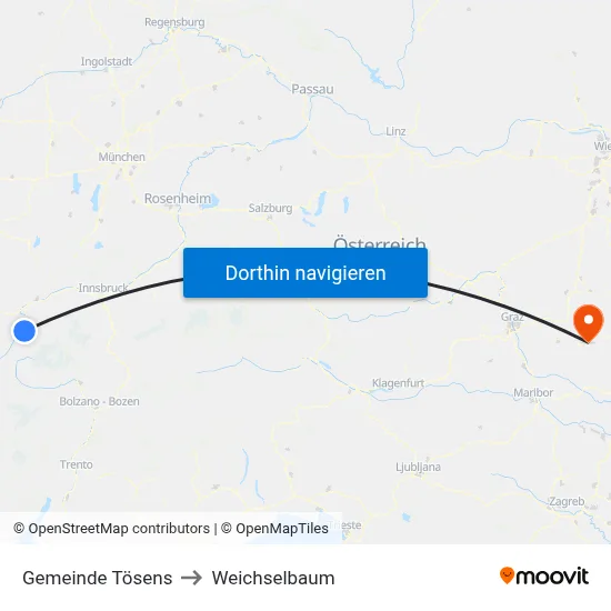 Gemeinde Tösens to Weichselbaum map