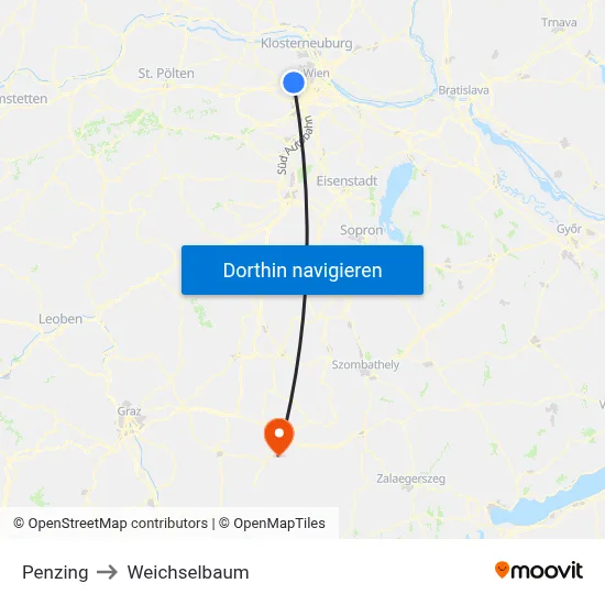 Penzing to Weichselbaum map