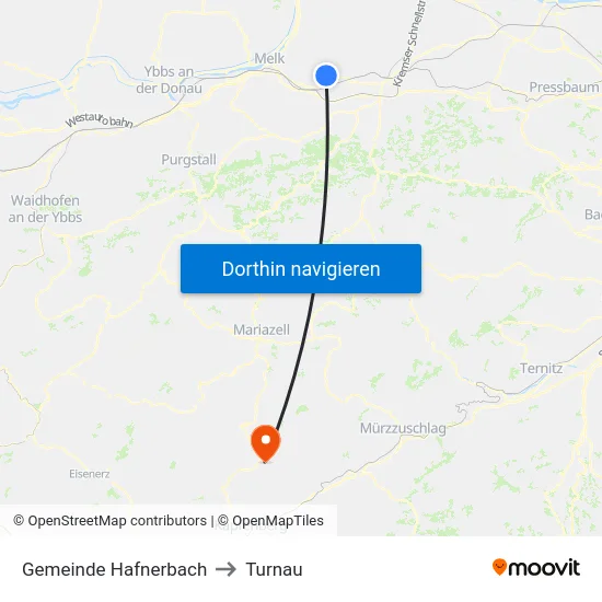 Gemeinde Hafnerbach to Turnau map