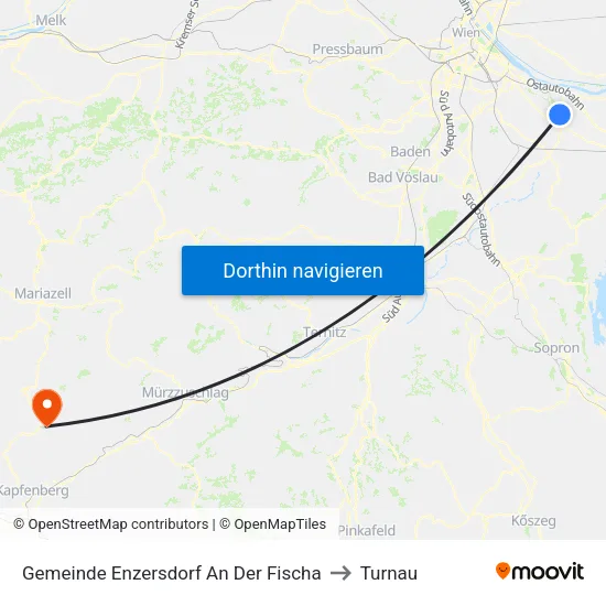 Gemeinde Enzersdorf An Der Fischa to Turnau map
