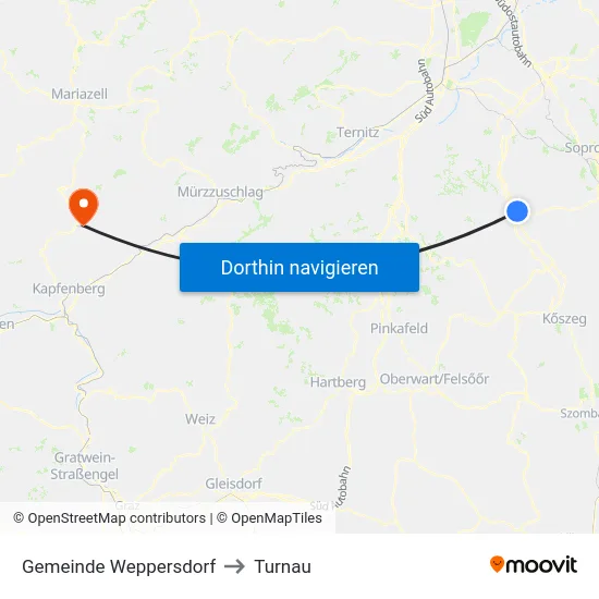 Gemeinde Weppersdorf to Turnau map