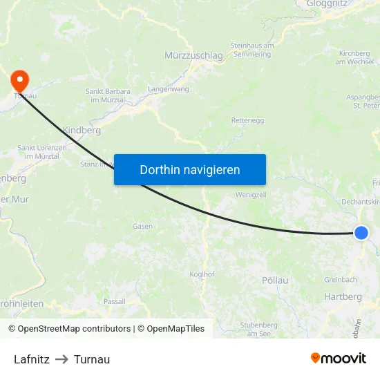 Lafnitz to Turnau map