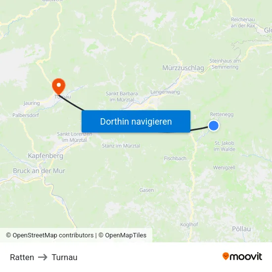 Ratten to Turnau map