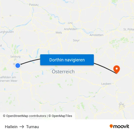 Hallein to Turnau map
