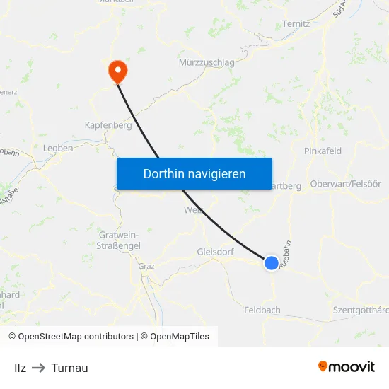Ilz to Turnau map