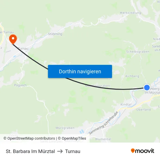 St. Barbara Im Mürztal to Turnau map