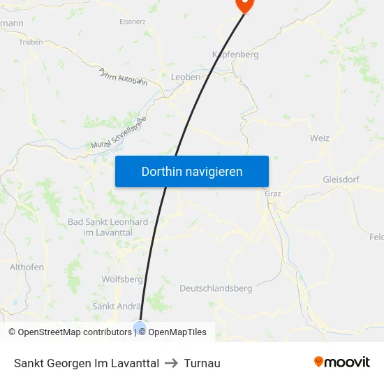 Sankt Georgen Im Lavanttal to Turnau map