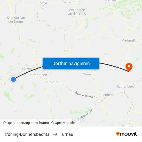 Irdning-Donnersbachtal to Turnau map