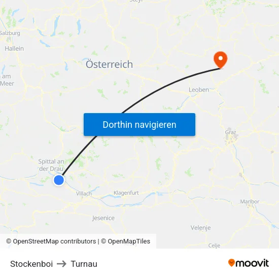 Stockenboi to Turnau map