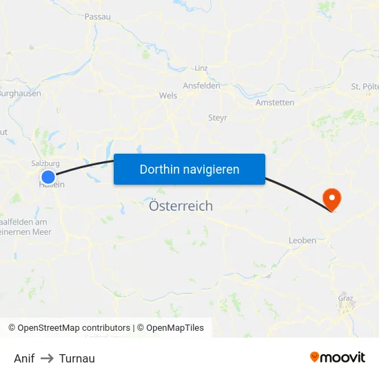 Anif to Turnau map
