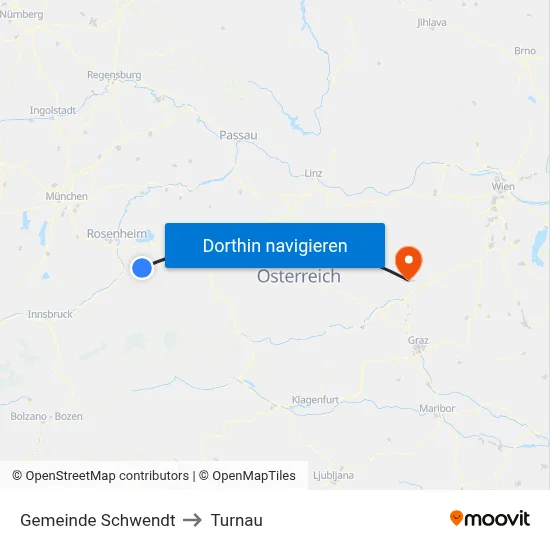 Gemeinde Schwendt to Turnau map