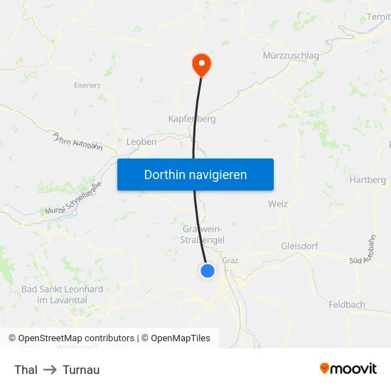Thal to Turnau map