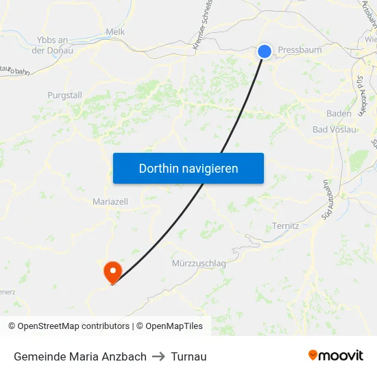 Gemeinde Maria Anzbach to Turnau map
