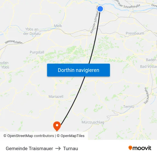 Gemeinde Traismauer to Turnau map