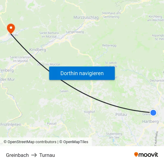 Greinbach to Turnau map