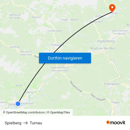 Spielberg to Turnau map
