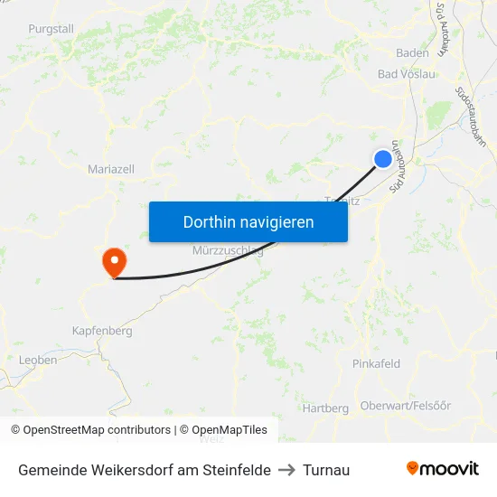 Gemeinde Weikersdorf am Steinfelde to Turnau map