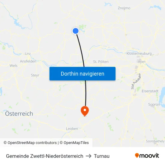 Gemeinde Zwettl-Niederösterreich to Turnau map