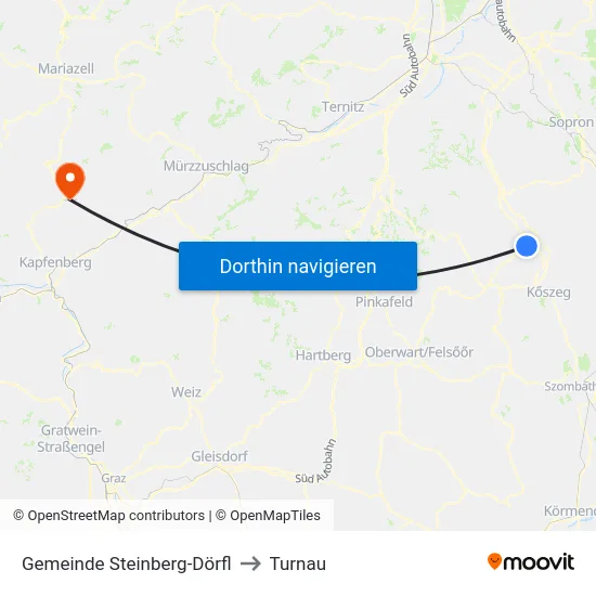 Gemeinde Steinberg-Dörfl to Turnau map